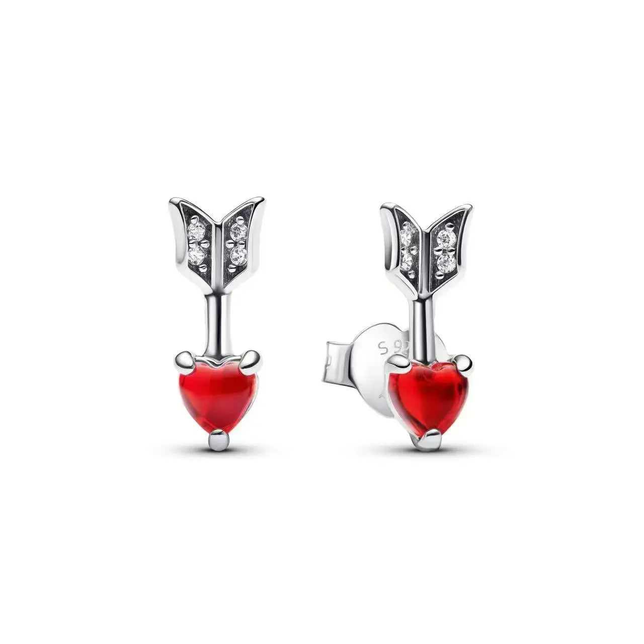 925 Silver Zircon Red Love Arrow Jewelry Set Ring Earring Necklace Elegant Women Gift