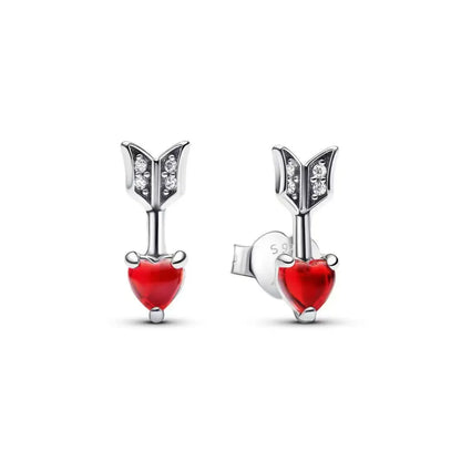 925 Silver Zircon Red Love Arrow Jewelry Set Ring Earring Necklace Elegant Women Gift