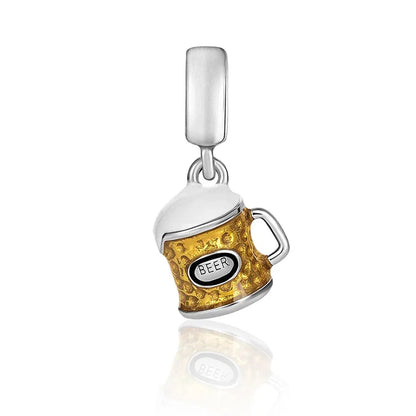 925 Sterling Silver Beer Bottle Popcorn Charm Bead Pendant