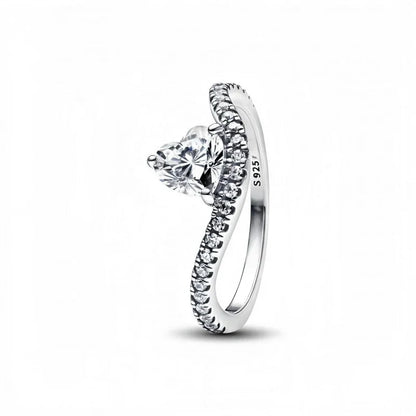 Original 925 Sterling Silver Heart Crown Bow Moon Shell Colorful Crystal Ring for Women Fine Jewelry Gift XR185