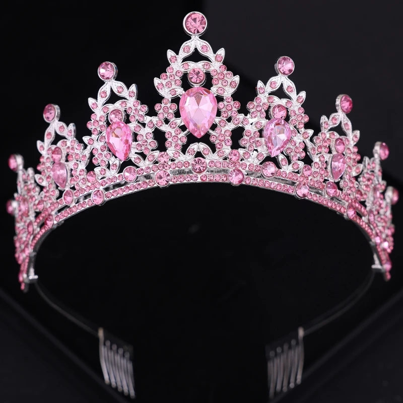 Elegant Crystal Bridal Tiara Crown for Weddings Silver Diadem Veil Headpiece Jewelry