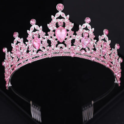 Elegant Crystal Bridal Tiara Crown for Weddings Silver Diadem Veil Headpiece Jewelry