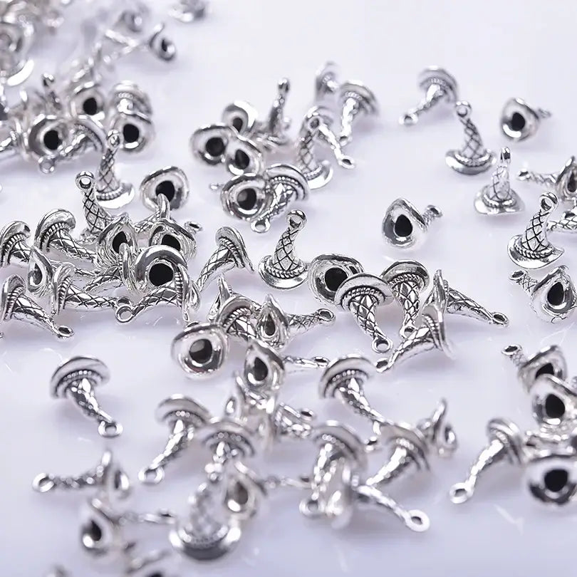 20 Pieces Lot Wicca DIY Witch Hat Charms Metal Alloy Pendants