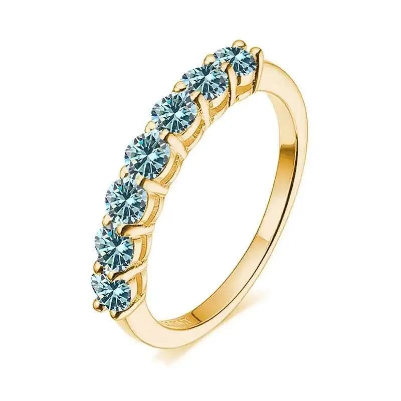0.7CT Moissanite Gemstone Rings for Women in S925 Silver Stackable Wedding Band Elegant White Gold Jewelry Gift