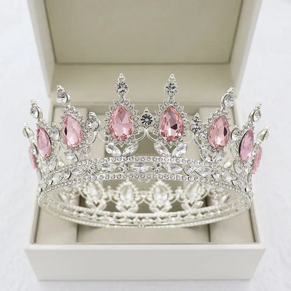 Elegant Royal Pink Crystal Bridal Tiara Crown for Weddings and Pageants