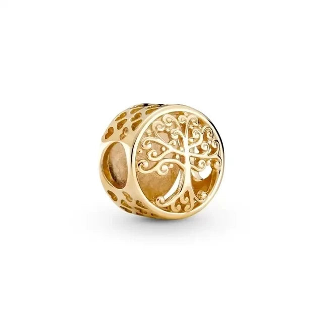 925 Sterling Silver Charm Golden Sun Pineapple Family Tree