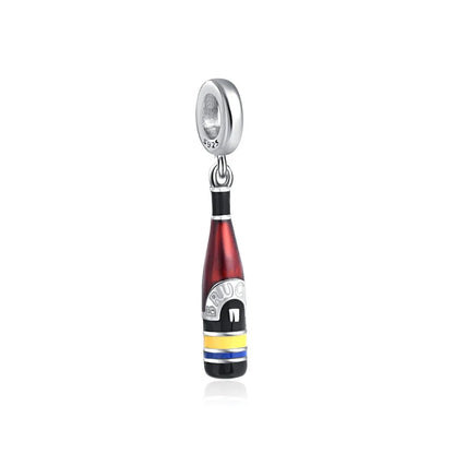 925 Sterling Silver Beer Bottle Popcorn Charm Bead Pendant