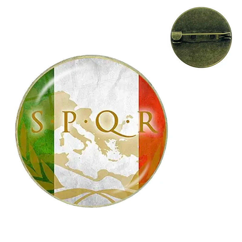 Vintage Roman Empire Legion Glass Cabochon Brooch Pins for Men and Women