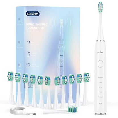Sejoy Sonic Electric Toothbrush for Adults Rechargeable 5 Modes White United States