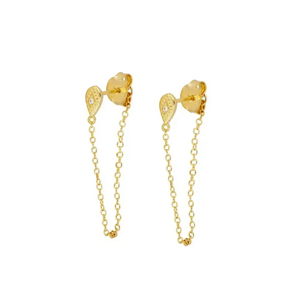 Crmya Gold Plated Women's Earrings Set with Vintage CZ Zircon Drop and Stud Hoops