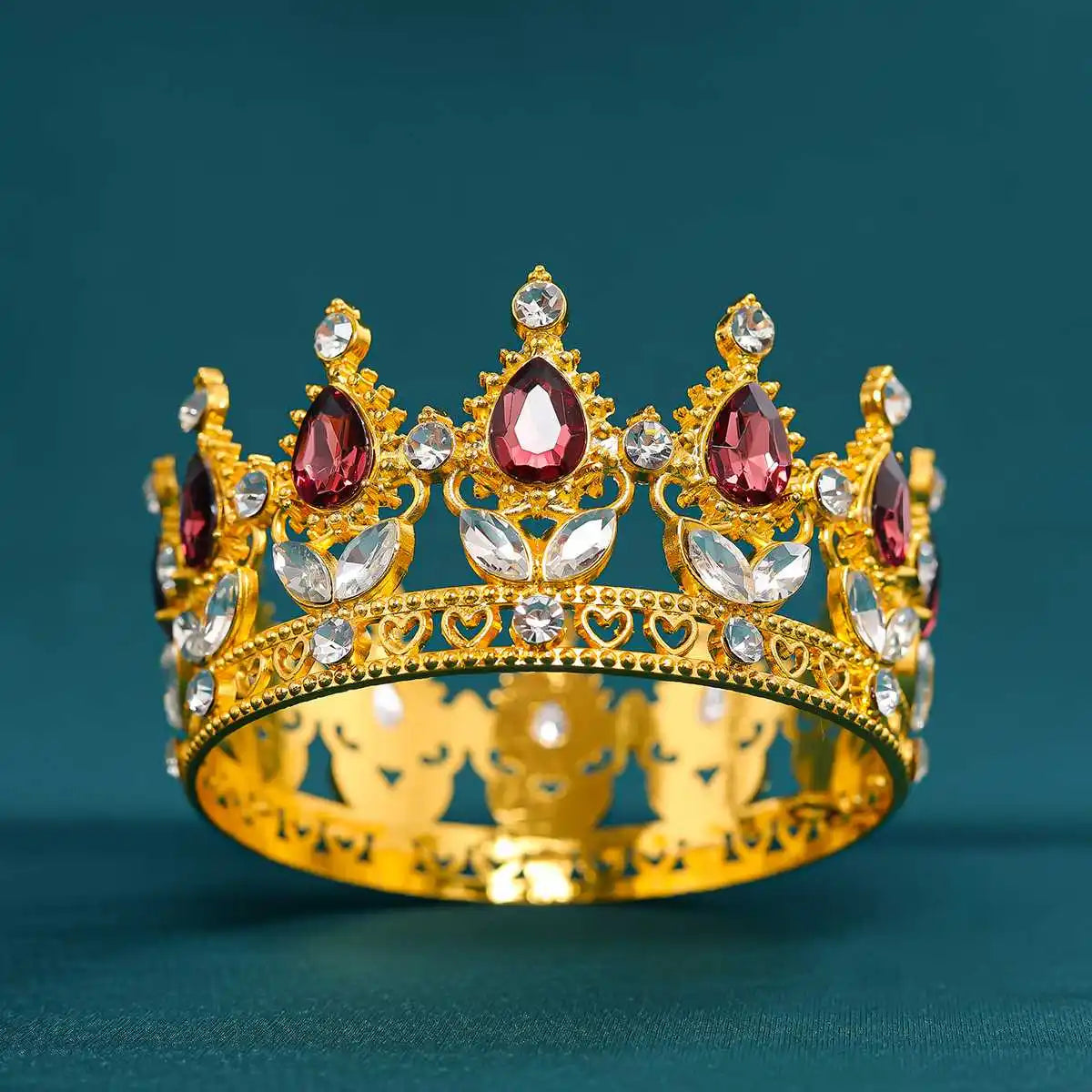 Baroque Vintage Gold Crystal Rhinestone Bridal Tiara and Crown for Women