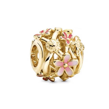 925 Sterling Silver Charm Golden Sun Pineapple Family Tree