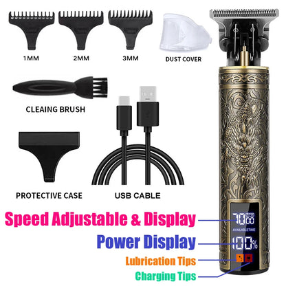 Vintage T9 Hair Clippers for Men Electric Beard Trimmer Kit with Long Battery Life