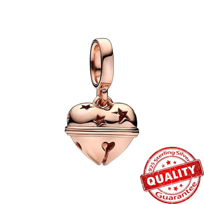 Festive Charm 925 Sterling Silver Christmas Bell Trojan Candy Zircon Bead for Bracelet and Necklace DIY Fine Jewelry Gift
