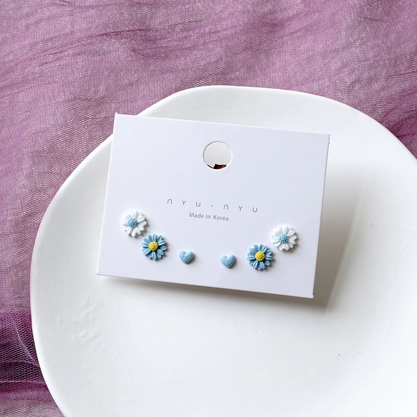 Mixed Color Ceramic Stud Earrings Set for Women Featuring Flower Star Airplane and Planet Designs