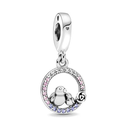 Elegant 925 Sterling Silver Bow Charm with Zircon for Mother's Day Bracelet