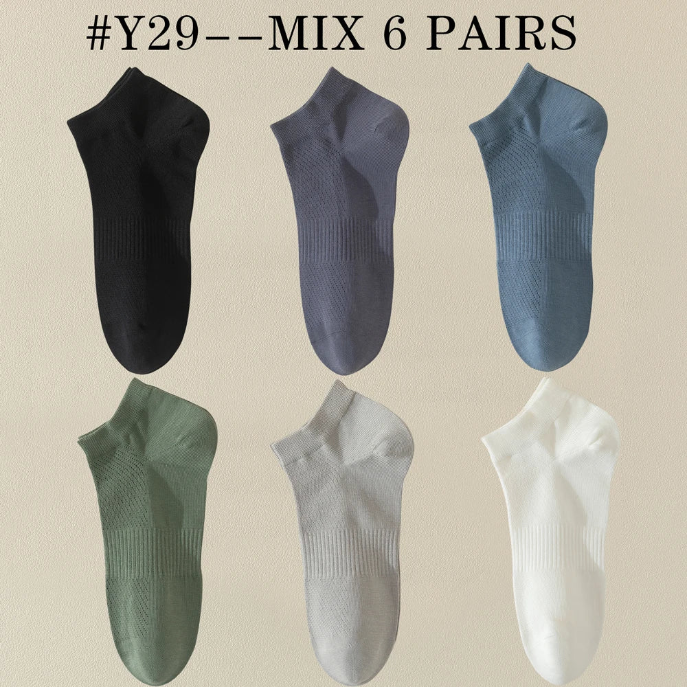 6 Pairs Mens Anti Odor Breathable Ankle Socks Cotton