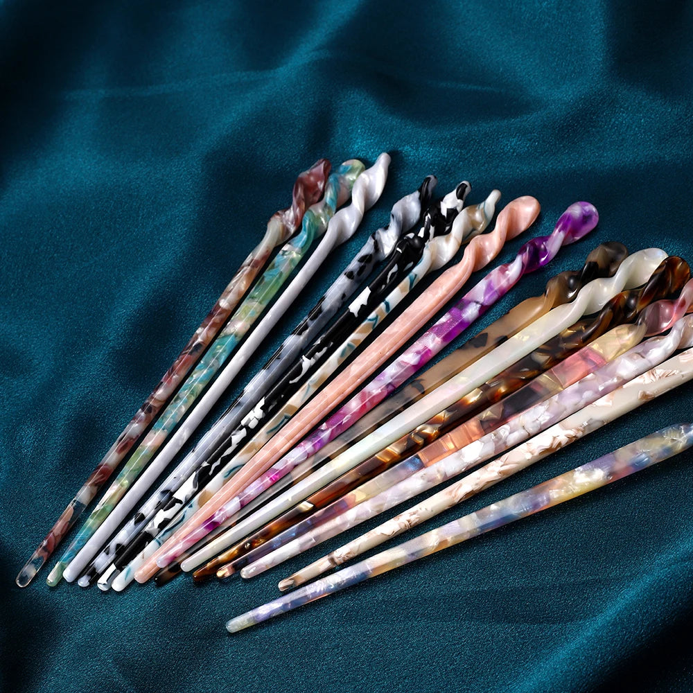 Vintage Chinese Style Acetate Resin Hair Sticks for Women Weddings