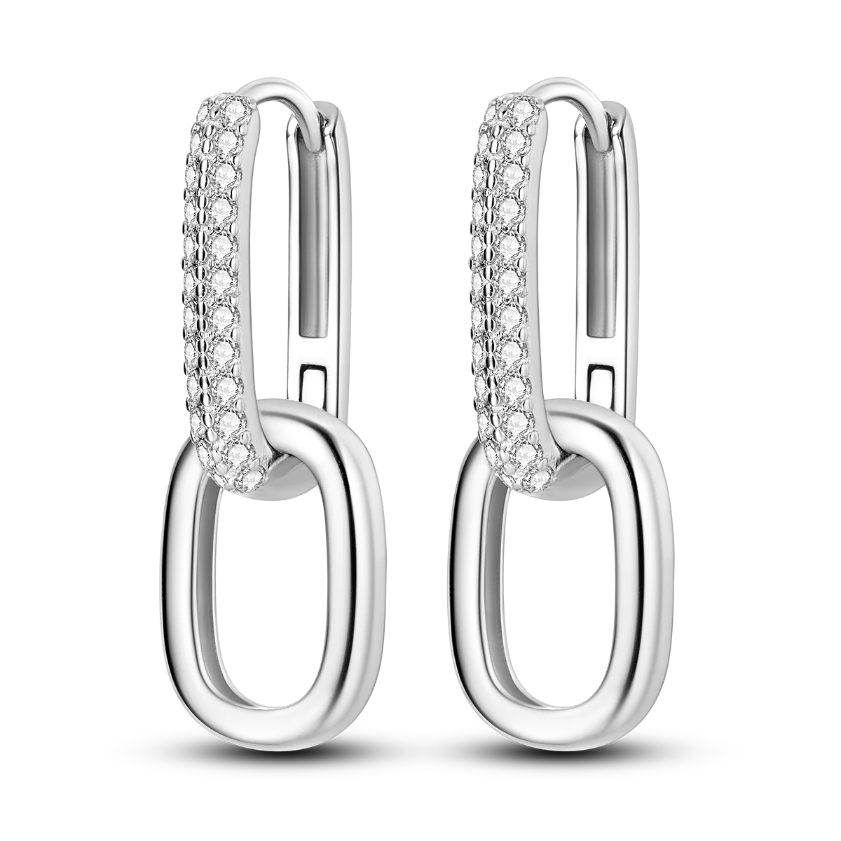 925 Silver Geometric Hoop Earrings for Women with Zircon Moon and Heart Design Fashion Jewelry Gift