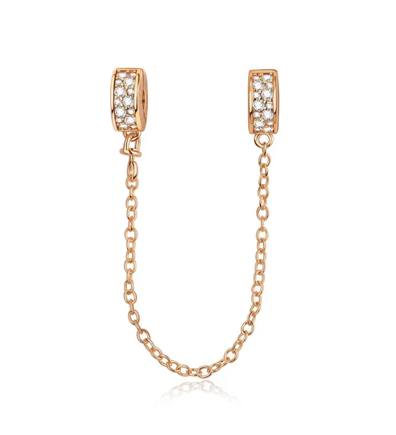 Luxury 925 Sterling Silver Clover Daisy Star Moon Zircon Pavé Safety Chain Bow Necklace and Bracelet Set for Women Fine Jewelry Gifts