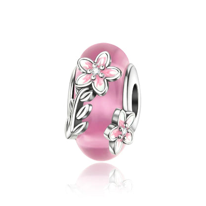 Colorful Flower Murano Glass Charm 925 Sterling Silver Top Rated DIY Jewelry for Bracelets and Necklaces CUL049
