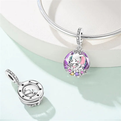 Sterling Silver Angel Mother Friendship Charm Beads for DIY Bracelets