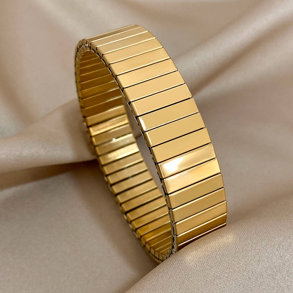 Vintage Punk Stainless Steel Mesh Cuff Bracelet for Women and Men