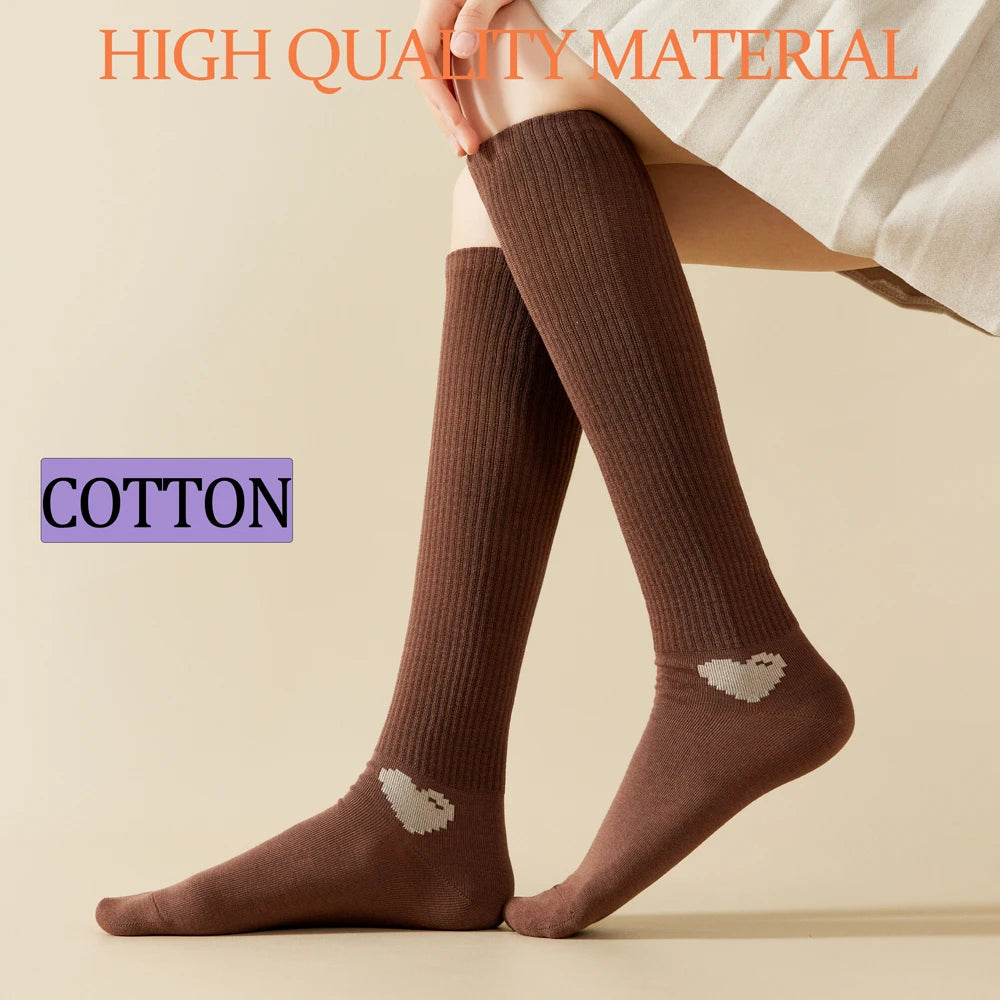 Spring Autumn Compression Calf Socks Women Heart Print