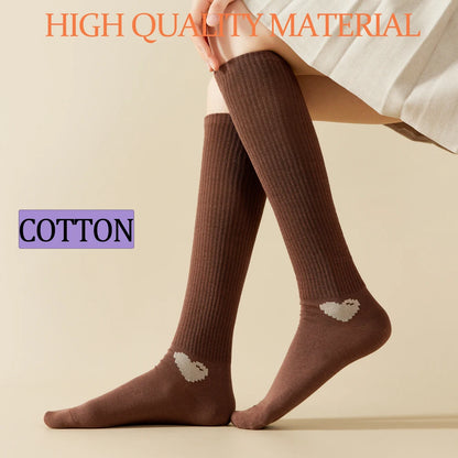 Spring Autumn Compression Calf Socks Women Heart Print