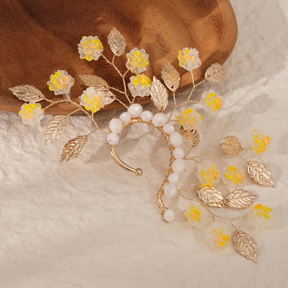 Elegant Pearl Rhinestone Bridal Ear Clips - Handmade Metal Barrettes for Women