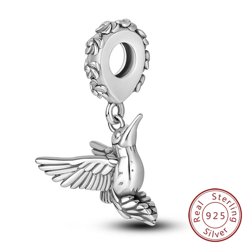 Glowing Firefly Butterfly Charm Bead 925 Sterling Silver Pendant for Bracelets KTC375
