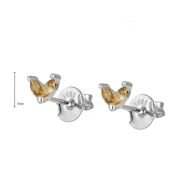 925 Sterling Silver Tiny Stud Earrings Colorful Crystal Luxury Jewelry LN0132-4