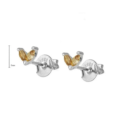 925 Sterling Silver Tiny Stud Earrings Colorful Crystal Luxury Jewelry LN0132-4