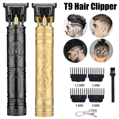 Vintage T9 Rechargeable Hair Trimmer for Men Stainless Steel Blade with Fast Charging