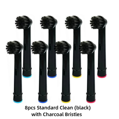 Toothbrush Replacement Heads Refill for Oral B Electric Toothbrush Pro1000 Pro 3000 Pro5000 Pro7000 Vitality Floss Action - 16 Pack 8 B with Charcoal