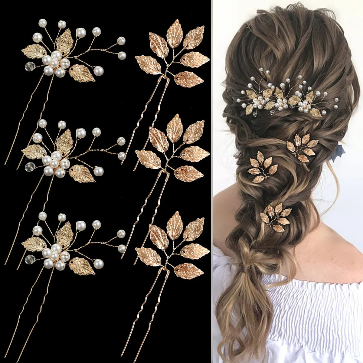 Elegant Pearl Flower Wedding Hairpin Comb Set for Brides