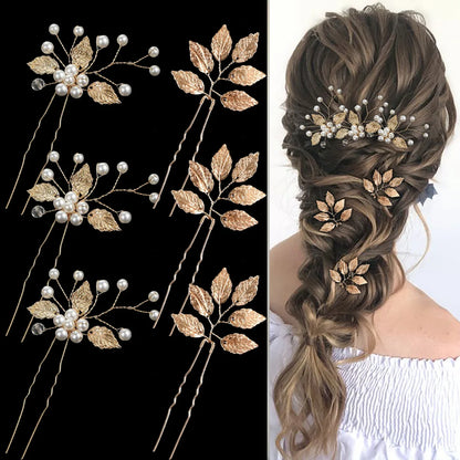 Elegant Pearl Flower Wedding Hairpin Comb Set for Brides