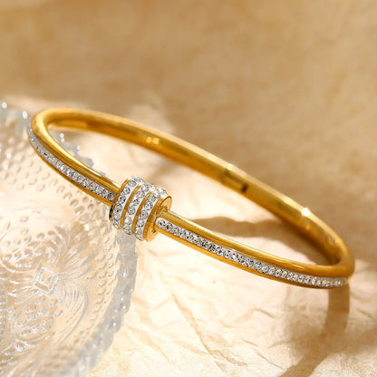 Rotating Lucky Diamond Bangle Women's Fashion Stainless Steel Bracelet