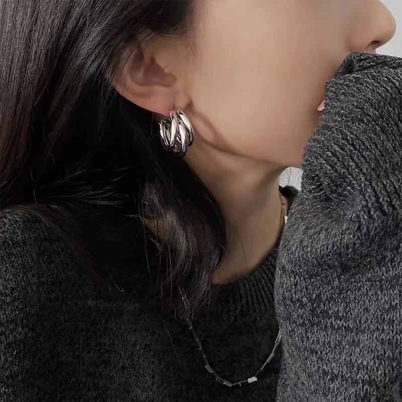 Elegant Gold Hoop Earrings Vintage Geometric Luxury Jewelry for Women golden