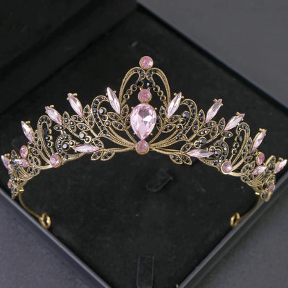 Elegant Gold Crystal Bridal Crown for Women - Trendy Wedding and Birthday Tiara