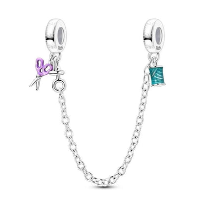 Luxury 925 Sterling Silver Clover Daisy Star Moon Zircon Pavé Safety Chain Bow Necklace and Bracelet Set for Women Fine Jewelry Gifts