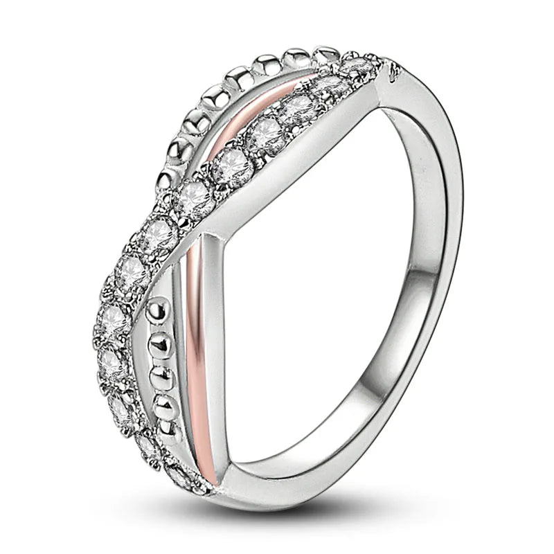 Silver Plated Luxury Stackable Ring with Real Infinite Flower Daisy Design for Women's Engagement and Wedding Parties PTR055