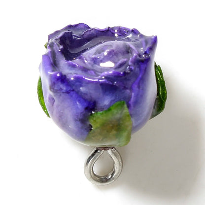 Handmade Multicolor 3D Resin Flower Charms for DIY Jewelry Earrings 2x16mm