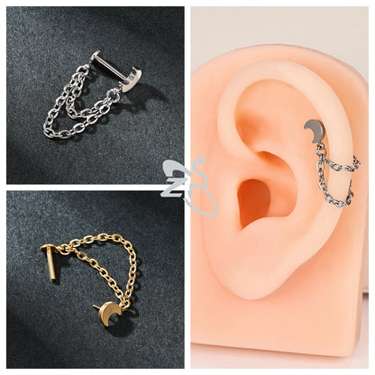 ZS 16G Stainless Steel Stud Earrings for Women and Girls with CZ Crystal Tassel Drop Design