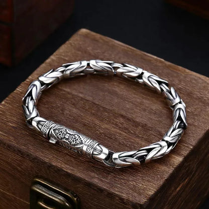 Vintage S925 Silver Handmade Bracelet for Men and Women Stylish Hip Hop Thai Jewelry