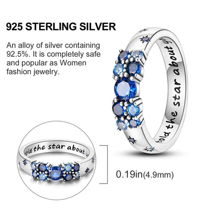 Blue Zircon Evil Eye Palm Star Moon Ring for Women in 925 Sterling Silver Fine Jewelry Gifts LKTR092
