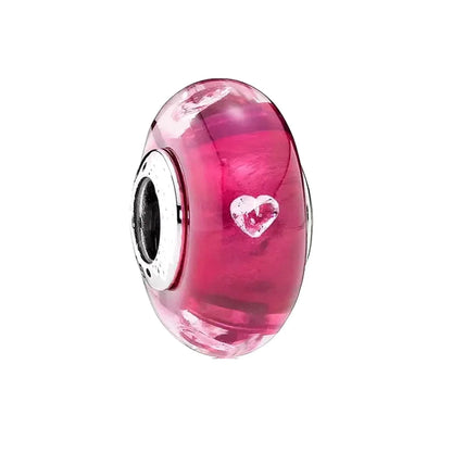 925 Sterling Silver Murano Glass Footprint Charm Colorful Zircon Bead for Women DIY Necklace and Bracelet Jewelry