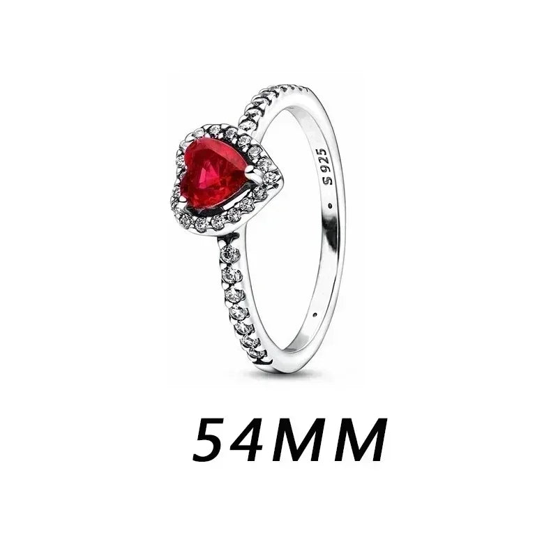 New 925 Sterling Silver Heart Shaped Earrings Rings Necklaces Pink Red Rainbow Luxury Set Sparkling Charm Jewelry Gifts 54MM8