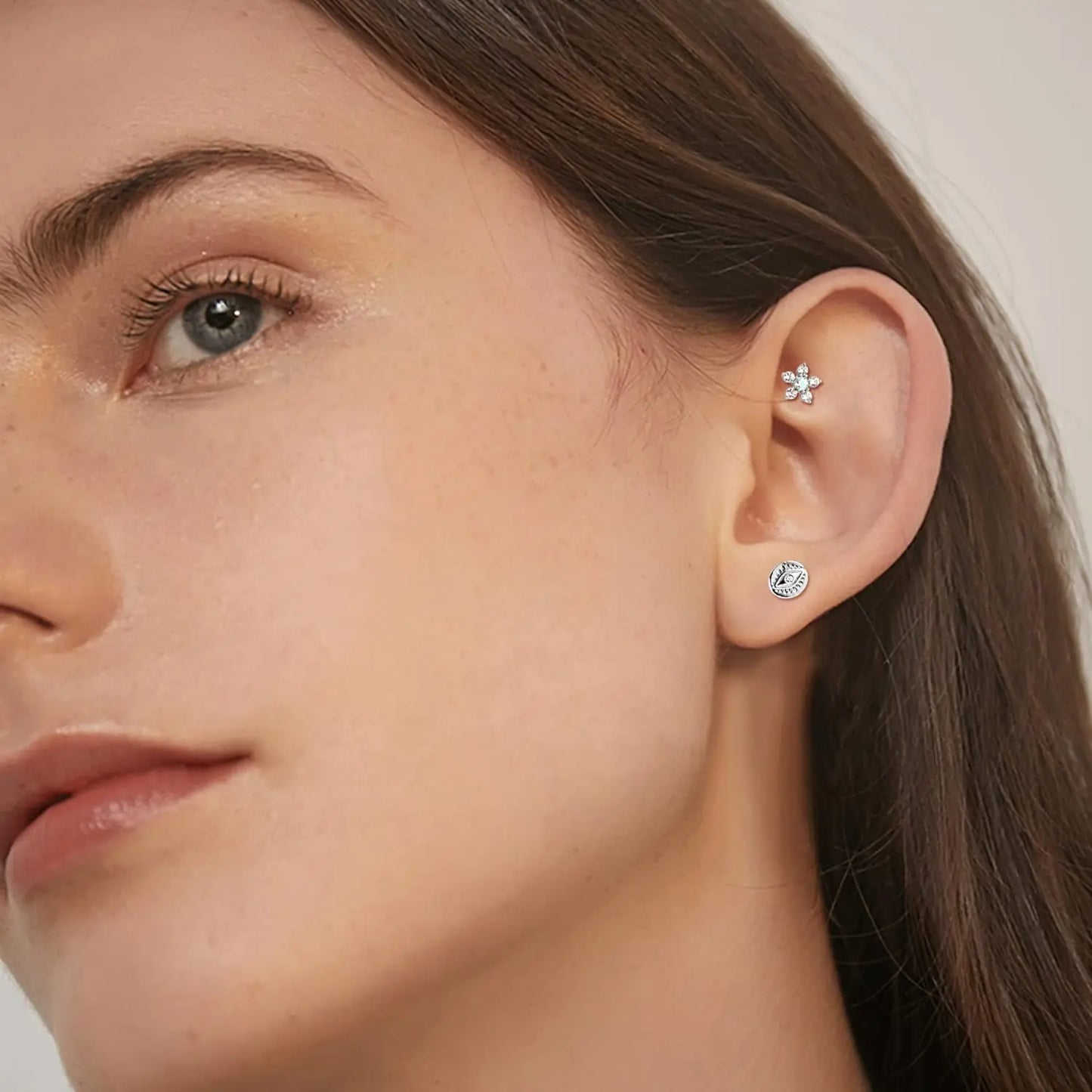 Drperfect 18G Stainless Steel Cartilage Earrings for Women Flat Back Stud Jewelry Set