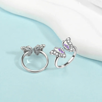 925 Sterling Silver Open Ring for Women Butterfly Dragonfly Turtle Cross Design Elegant Fine Jewelry Gift
